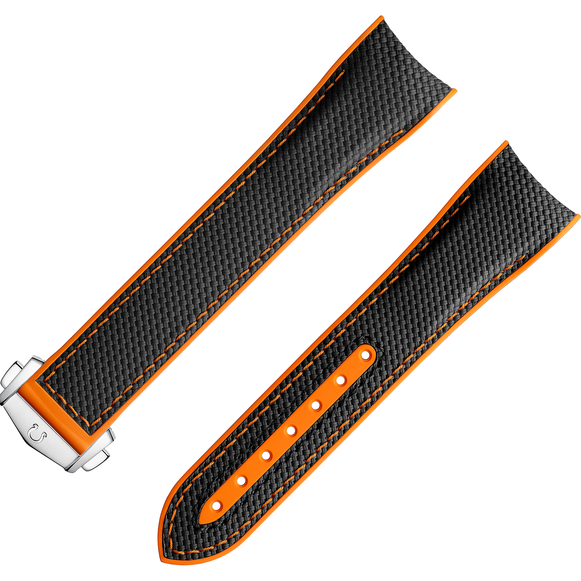 Two-piece strap - Black rubber strap with foldover clasp for the Seamaster Planet Ocean 600M - 032CVZ005087W