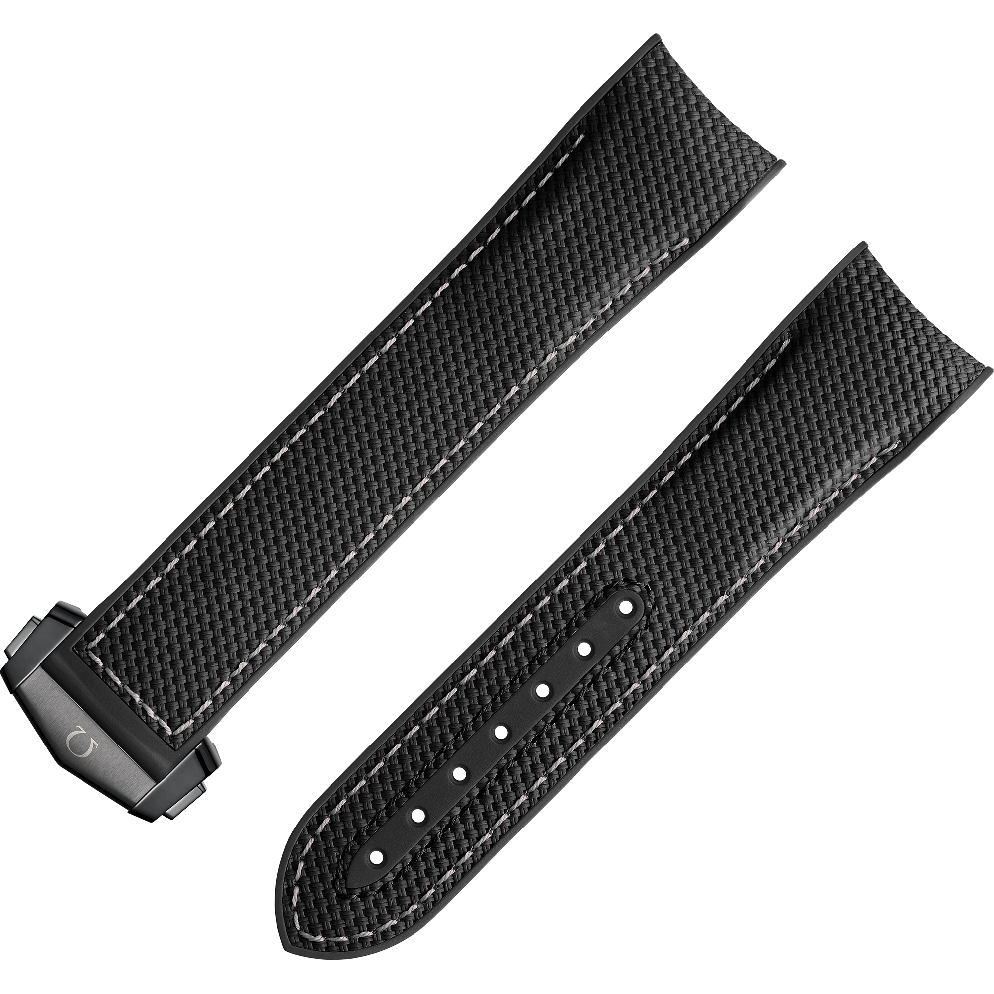 Zweiteiliges armband - Schwarzes Kautschukarmband mit Faltschließe für die Seamaster Planet Ocean 600M - 032CVZ005517