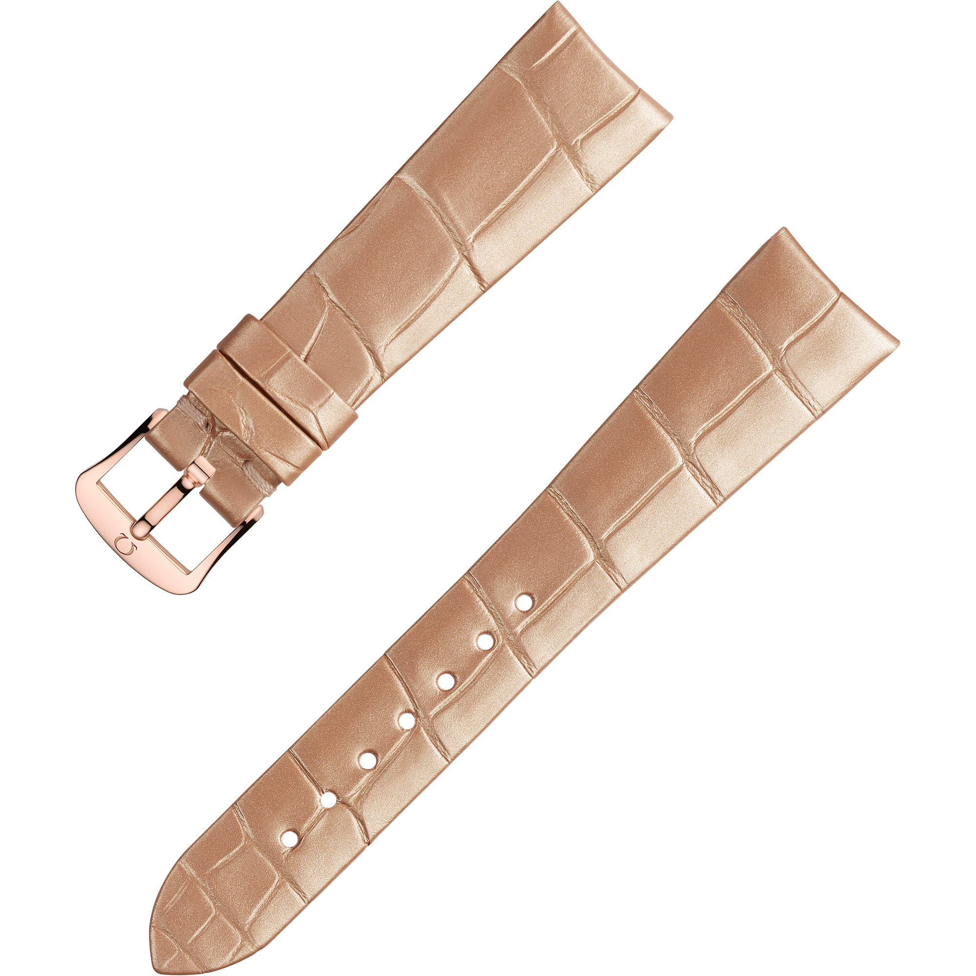 Bracelet deux pièces - Bracelet en cuir d’alligator beige brillant avec boucle ardillon - 032CUZ013034