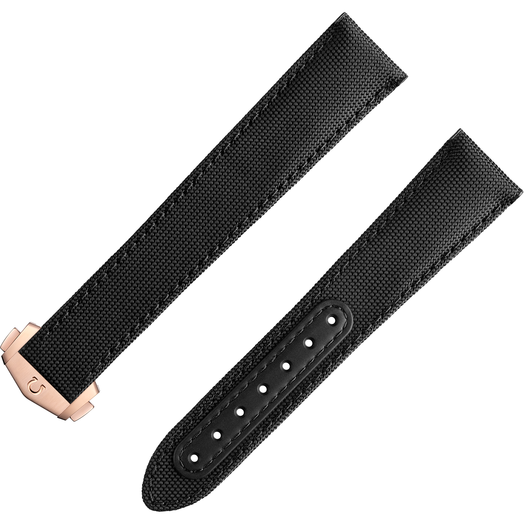 Two-piece strap - Speedmaster Moonwatch black fabric strap with foldover clasp - 032CWZ014117W