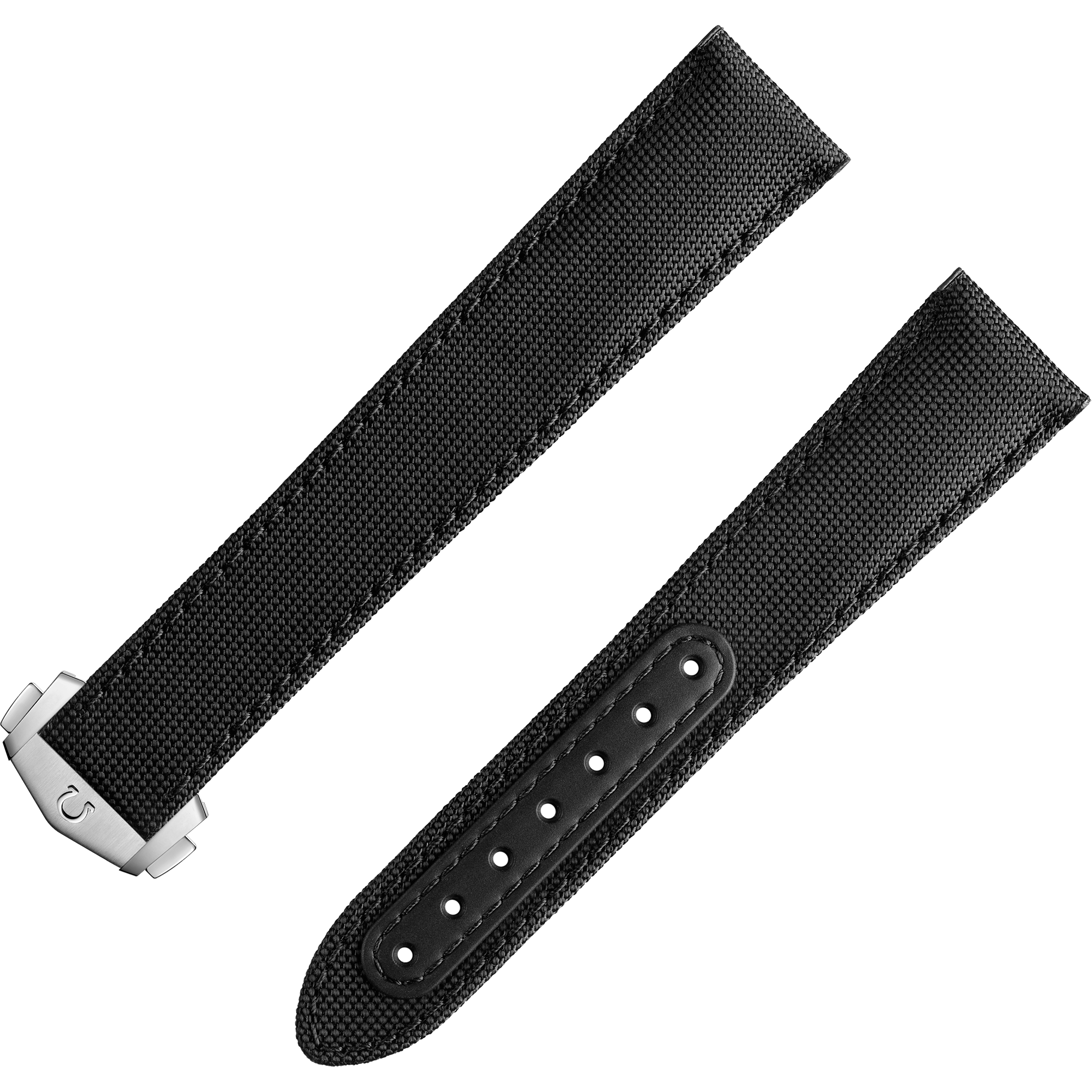 Two-piece strap - Speedmaster Moonwatch black fabric strap with foldover clasp - 032CWZ014117