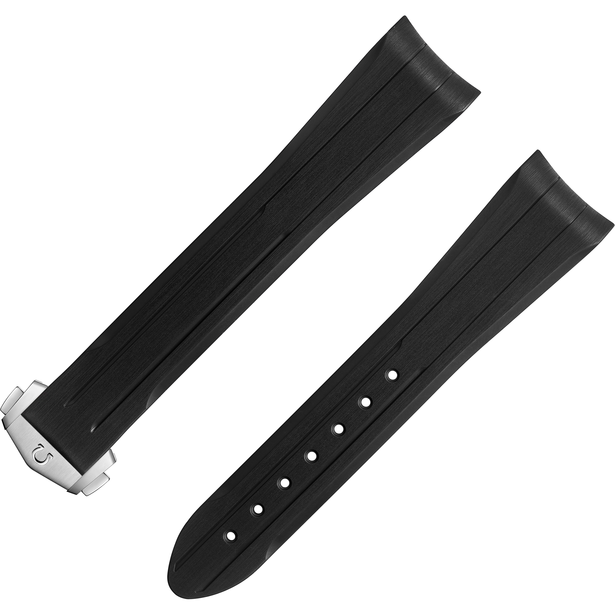 Bracelet deux pièces - Bracelet Speedmaster Moonwatch en caoutchouc noir avec boucle déployante - 032Z017245