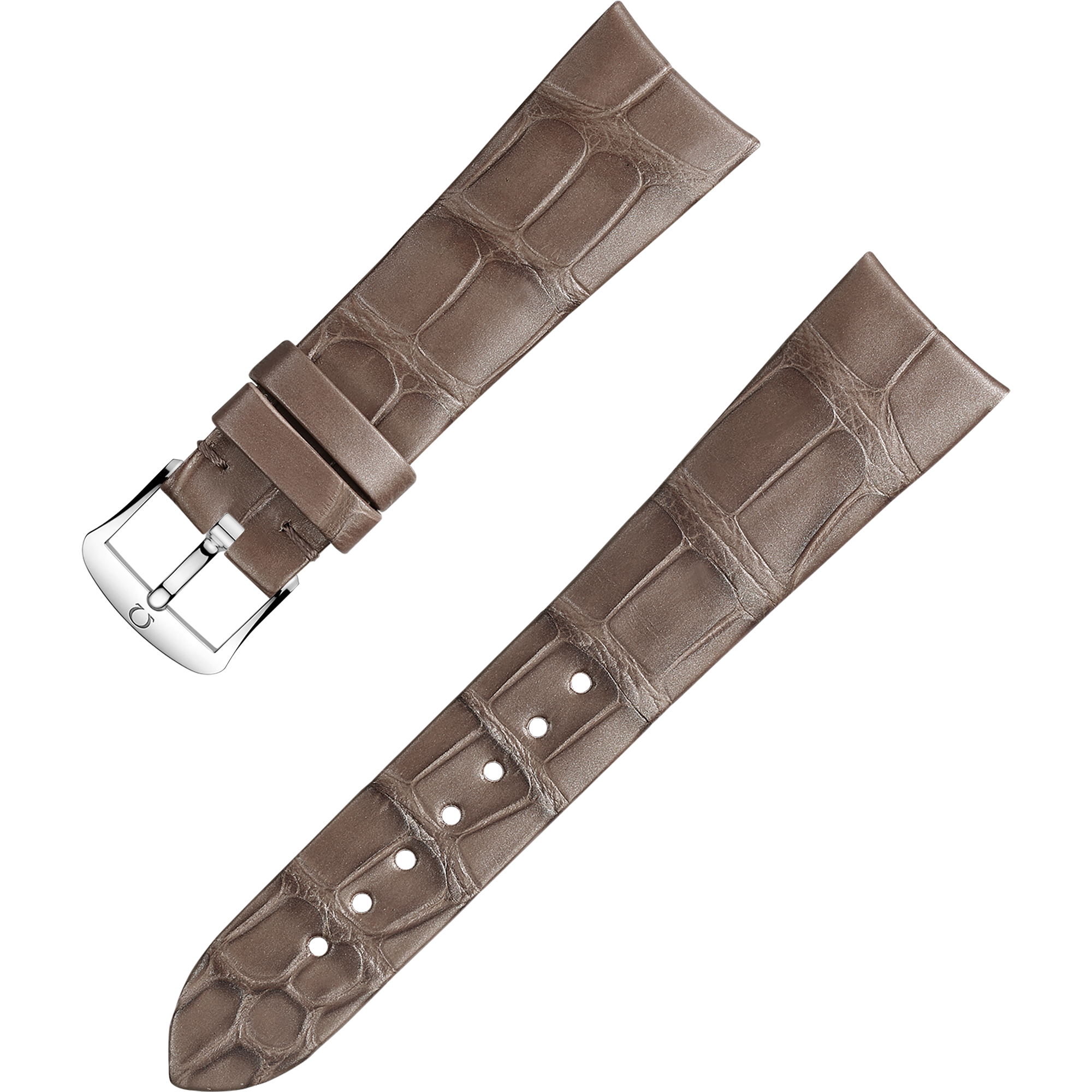 Zweiteiliges armband - Taupefarbenes Alligatorlederarmband mit Dornschließe - 032CUZ009386