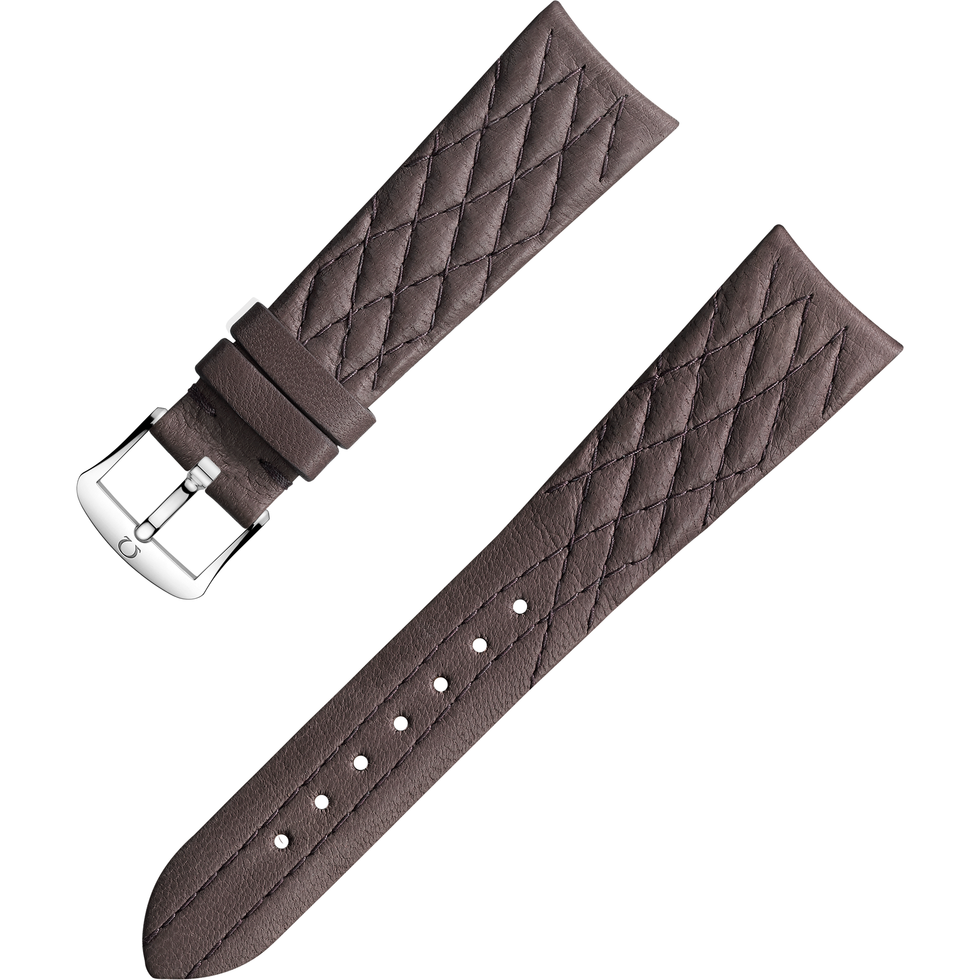 Two-piece strap - Taupe brown leather strap with pin buckle - 032CUZ011294