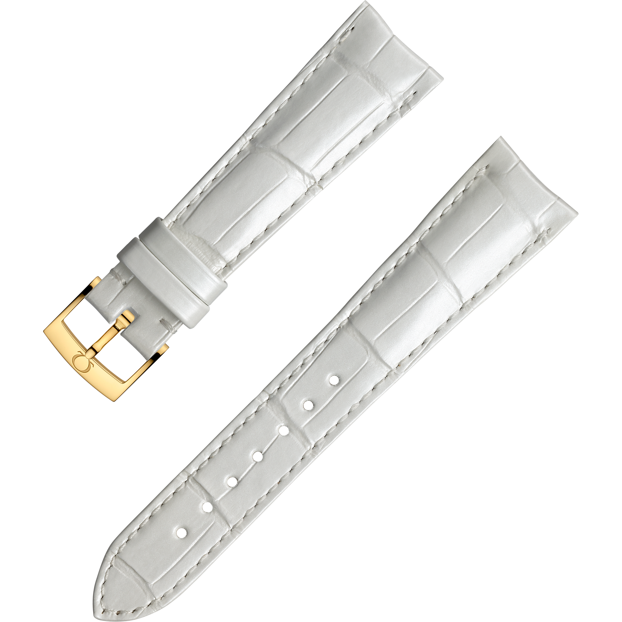 Bracelet deux pièces - Bracelet en cuir d’alligator blanc avec boucle ardillon - 032CUZ003887