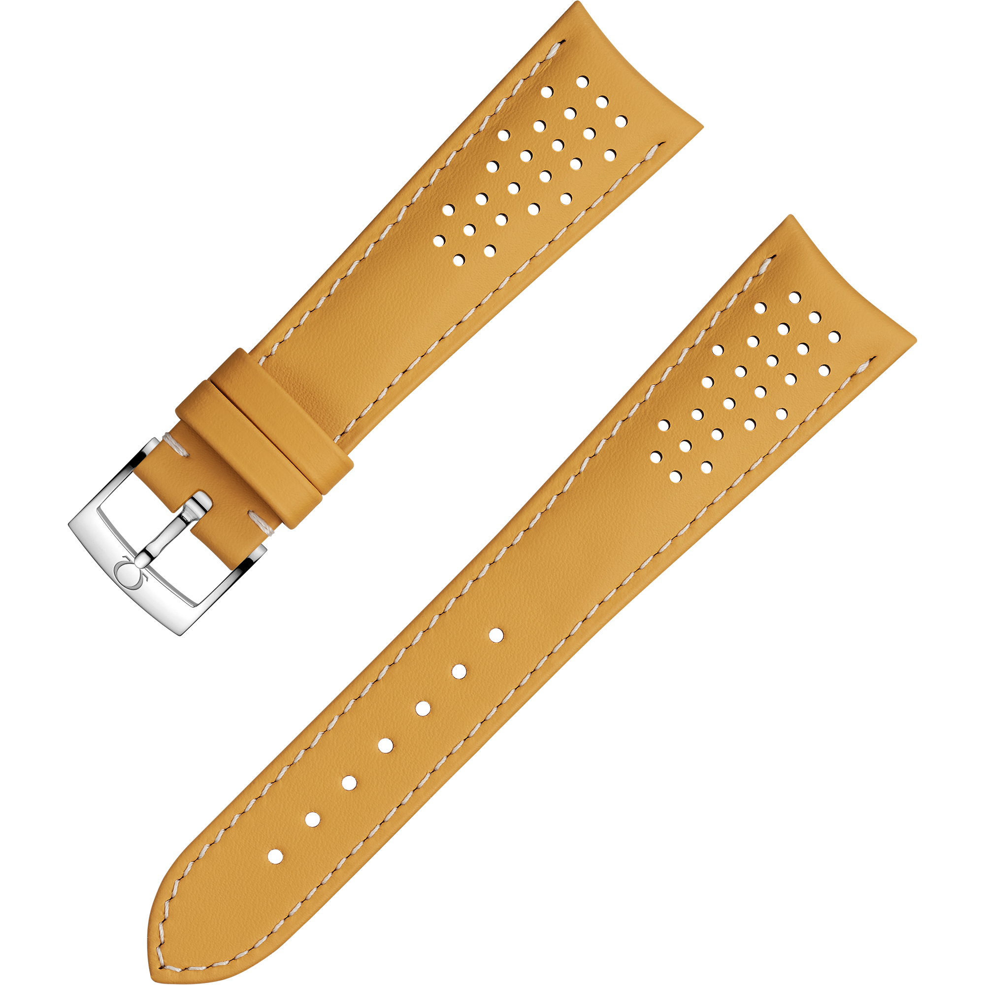 Two-piece strap - Yellow leather strap with pin buckle - 032CUZ010014W